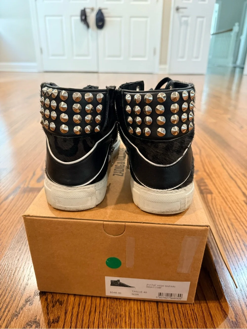 Zadig and Voltaire Womens Black High-Top Sneakers with Stud Accents